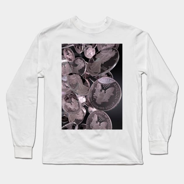 Silver coins, computer artwork (T362/0456) Long Sleeve T-Shirt by SciencePhoto